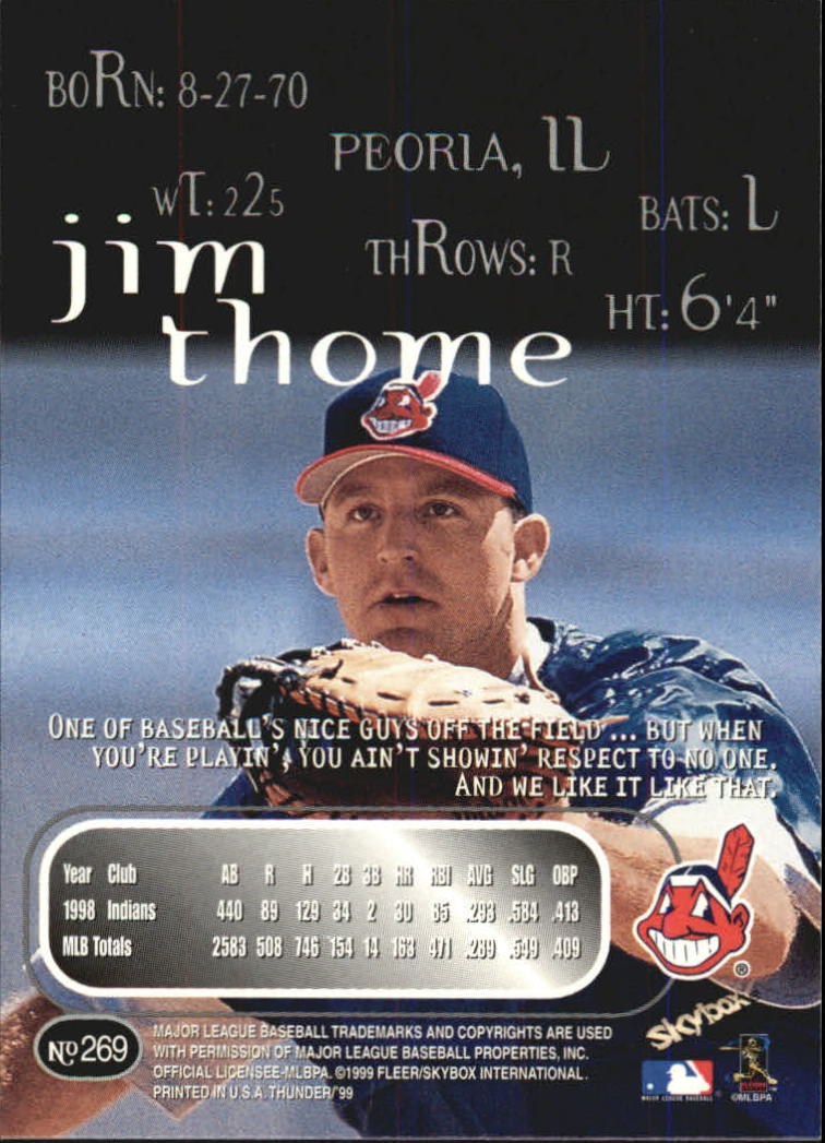 1999 Skybox Thunder Baseball "Main Set" Cards #151 to #300 - Picture 191 of 243