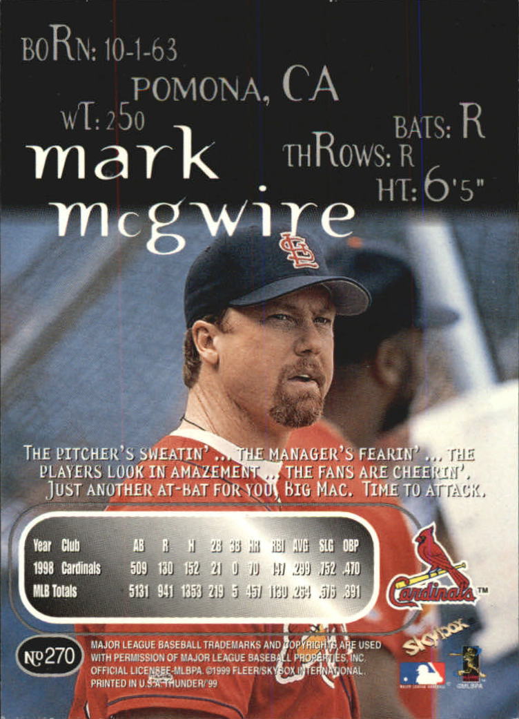 1999 Skybox Thunder Baseball "Main Set" Cards #151 to #300 - Picture 193 of 243