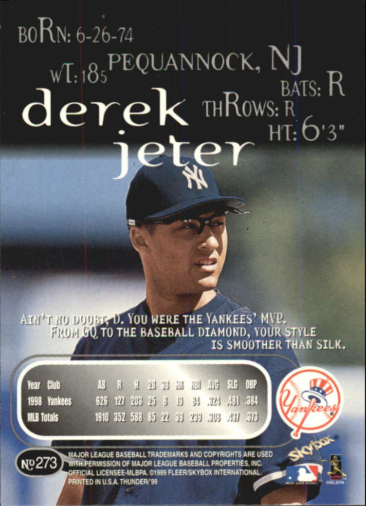 1999 Skybox Thunder Baseball "Main Set" Cards #151 to #300 - Picture 199 of 243