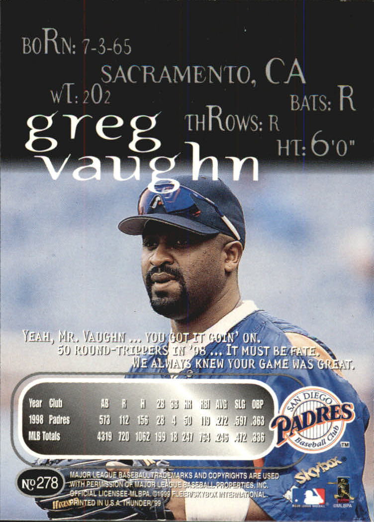 1999 Skybox Thunder Baseball "Main Set" Cards #151 to #300 - Picture 207 of 243