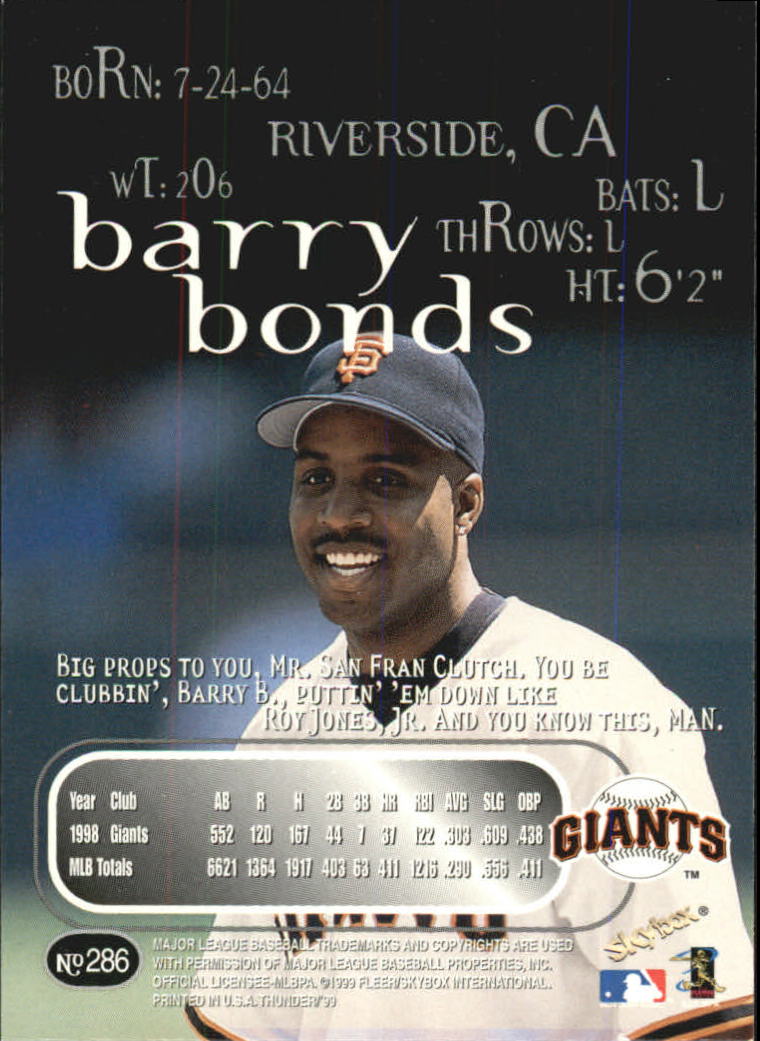 1999 Skybox Thunder Baseball "Main Set" Cards #151 to #300 - Picture 219 of 243