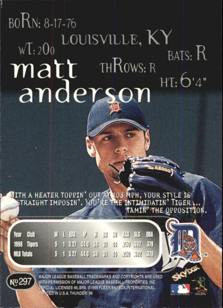 1999 Skybox Thunder Baseball "Main Set" Cards #151 to #300 - Picture 237 of 243