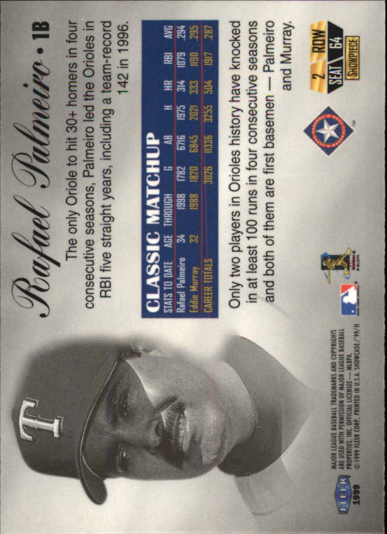 1999 Flair Showcase (Fleer) Baseball "Row 2" Parallel Cards - Picture 23 of 59