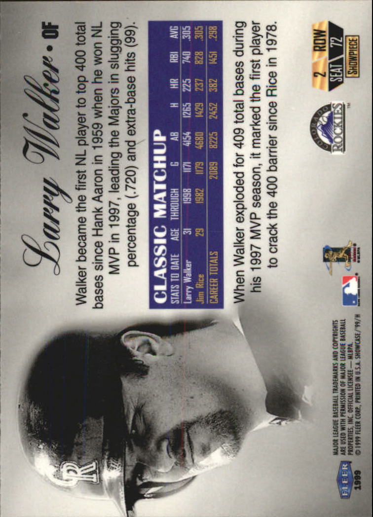 1999 Flair Showcase (Fleer) Baseball "Row 2" Parallel Cards - Picture 29 of 59