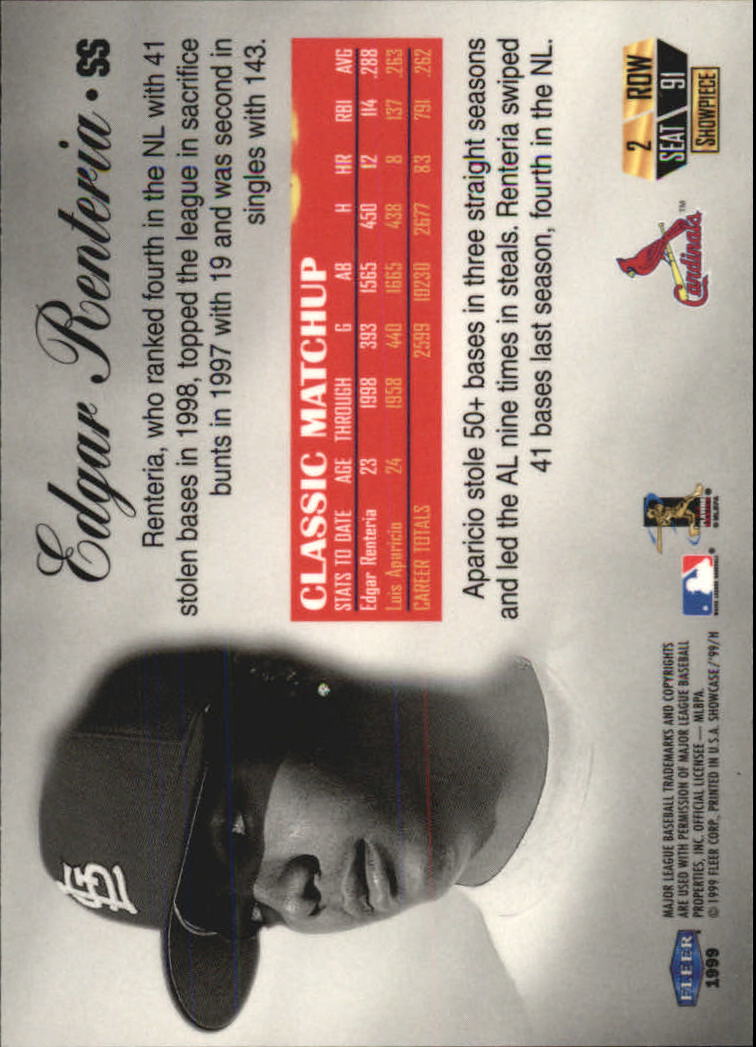 1999 Flair Showcase (Fleer) Baseball "Row 2" Parallel Cards - Picture 39 of 59
