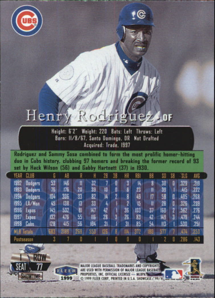 1999 Flair Showcase (Fleer) Baseball "Row 1" Parallel Cards - Picture 9 of 27