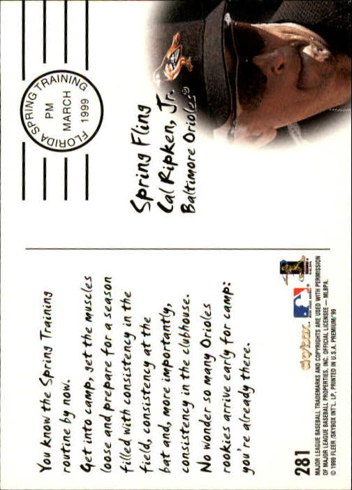1999 Skybox Premium Baseball "Main Set" Cards #223 to #300 Rookies and Prospects - Picture 108 of 134
