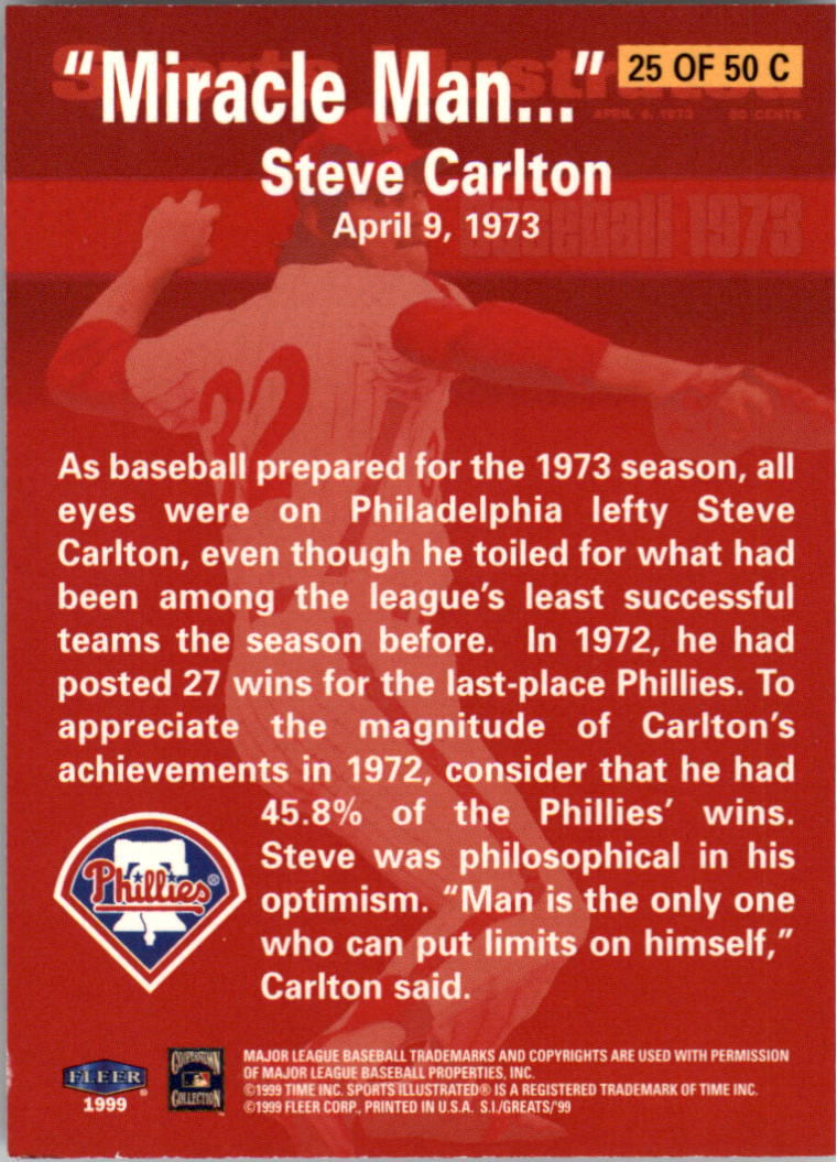 Tarjetas ""Insertar"" de béisbol Sports Illustrated Greats of the Game (Fleer) 1999 - Imagen 15 de 27