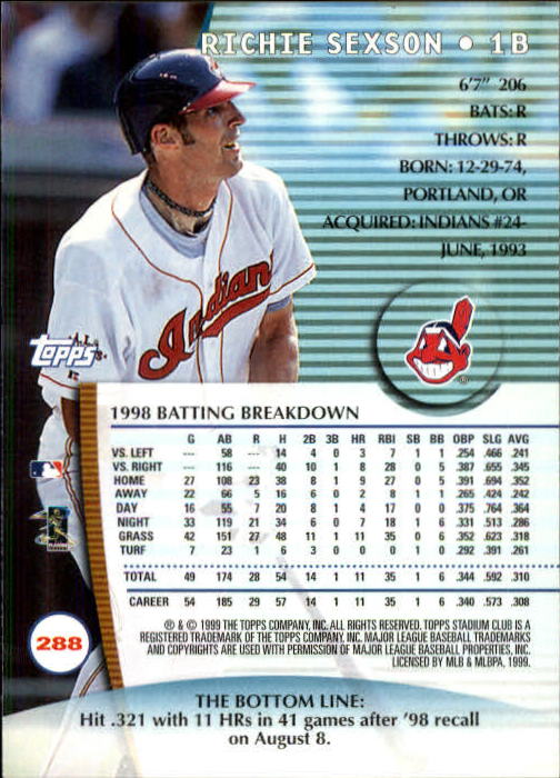 1999 Stadium Club Baseball Part 2 Main Set Card #252-355 - Picture 73 of 207