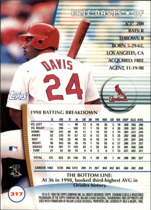 1999 Stadium Club Baseball Part 2 Main Set Card #252-355 - Picture 131 of 207