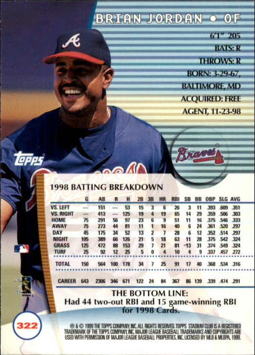 1999 Stadium Club Baseball Part 2 Main Set Card #252-355 - Picture 141 of 207
