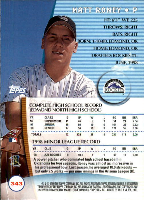 1999 Stadium Club Baseball Part 2 Main Set Card #252-355 - Picture 183 of 207