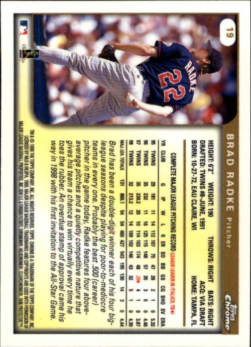 1999 TOPPS CHROME BASEBALL ASSORTED SINGLES U-PICK 2-219 - Picture 16 of 291