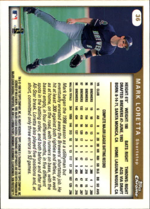 1999 TOPPS CHROME BASEBALL ASSORTED SINGLES U-PICK 2-219 - Picture 40 of 291