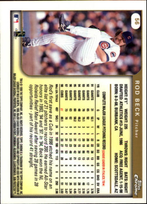 1999 TOPPS CHROME BASEBALL ASSORTED SINGLES U-PICK 2-219 - Picture 68 of 291