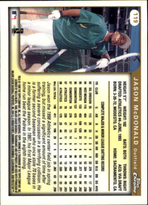 1999 TOPPS CHROME BASEBALL ASSORTED SINGLES U-PICK 2-219 - Picture 155 of 291