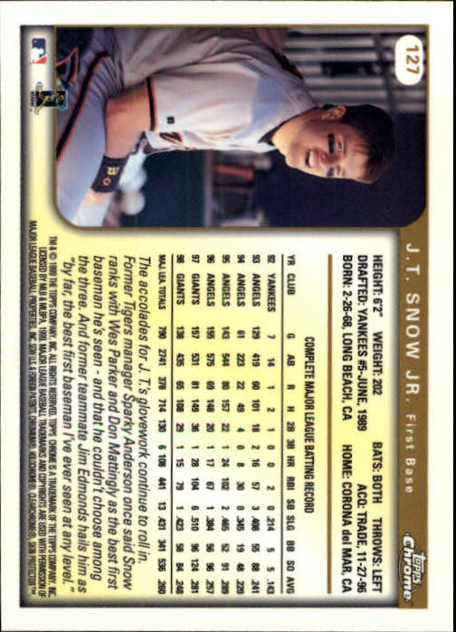 1999 TOPPS CHROME BASEBALL ASSORTED SINGLES U-PICK 2-219 - Picture 163 of 291