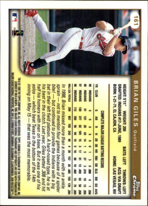 1999 TOPPS CHROME BASEBALL ASSORTED SINGLES U-PICK 2-219 - Picture 213 of 291