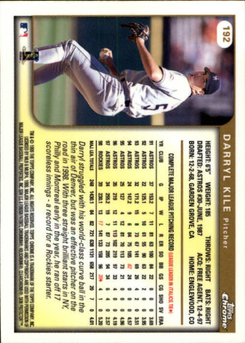 1999 TOPPS CHROME BASEBALL ASSORTED SINGLES U-PICK 2-219 - Picture 259 of 291