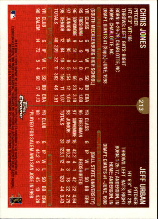 1999 TOPPS CHROME BASEBALL ASSORTED SINGLES U-PICK 2-219 - Picture 283 of 291