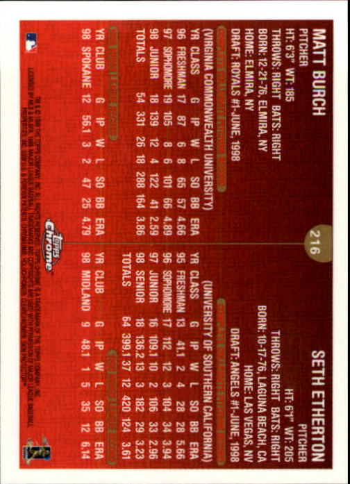 1999 TOPPS CHROME BASEBALL ASSORTED SINGLES U-PICK 2-219 - Picture 288 of 291