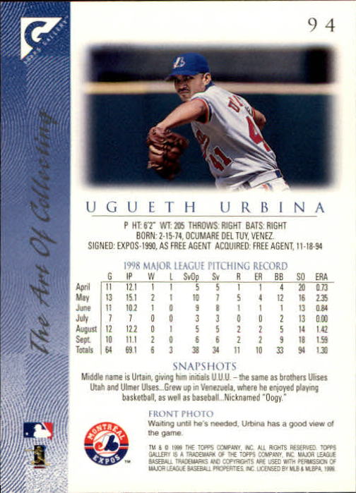 1999 Topps Gallery Baseball - Picture 189 of 323