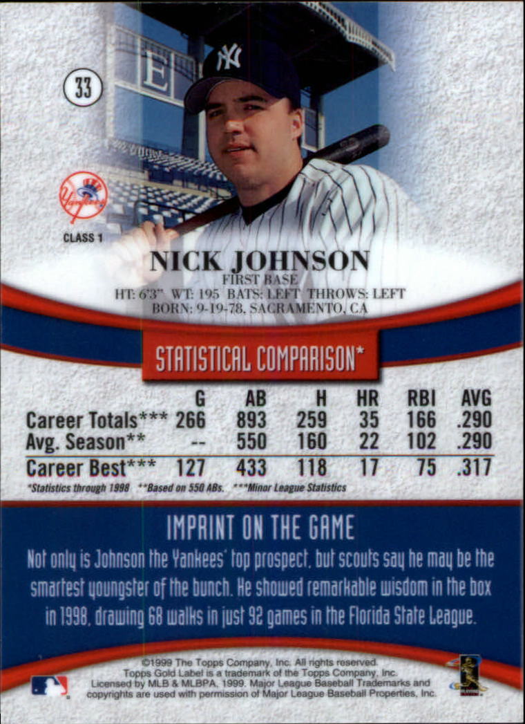 1999 Topps Gold Label Baseball - Picture 27 of 126