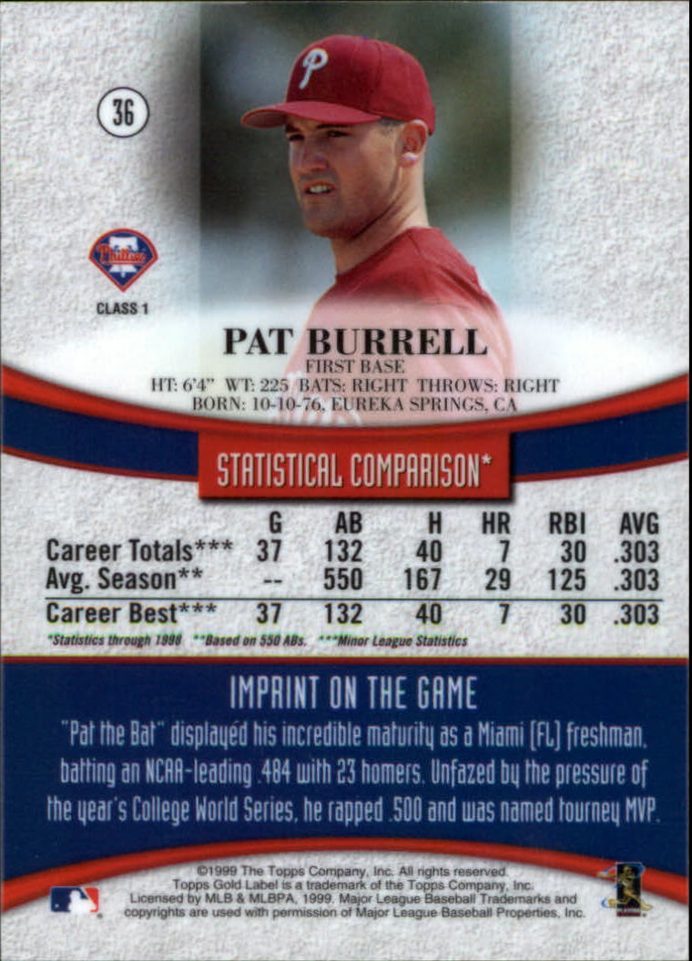 1999 Topps Gold Label Baseball - Picture 33 of 126