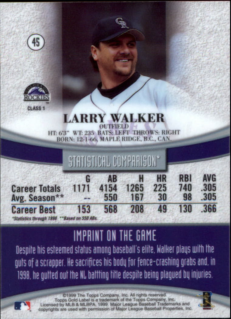 1999 Topps Gold Label Baseball - Picture 41 of 126