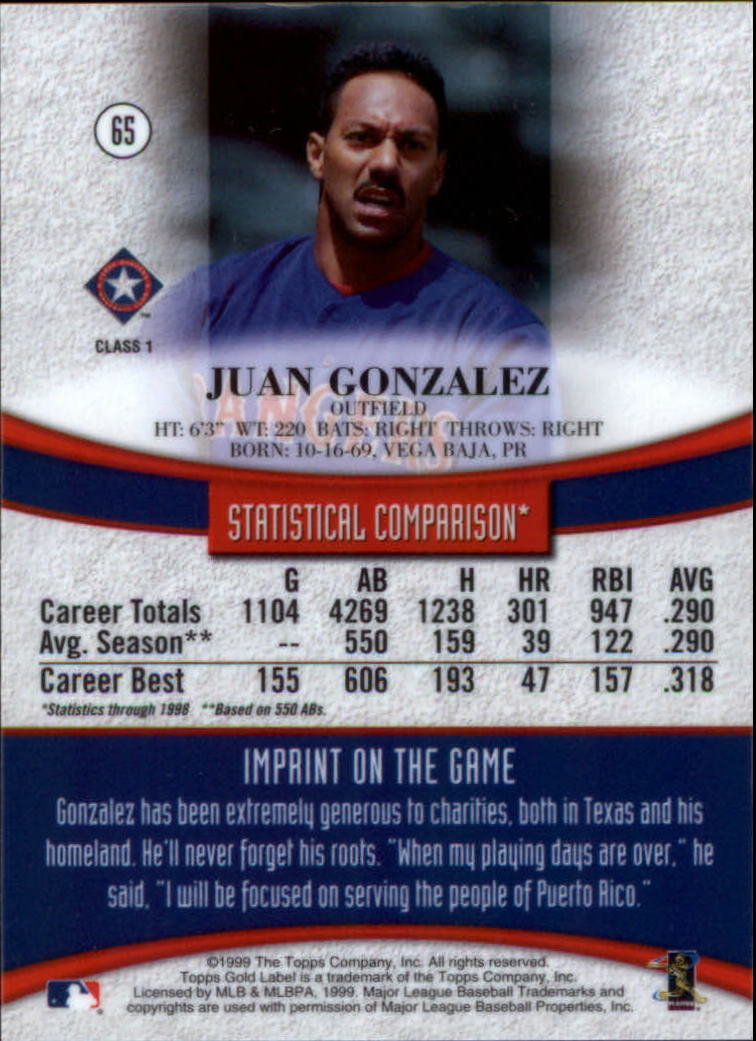 1999 Topps Gold Label Baseball - Picture 57 of 126