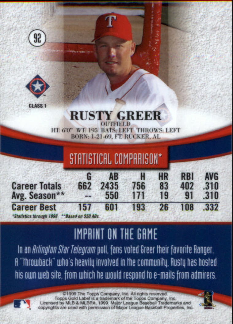 1999 Topps Gold Label Baseball - Picture 89 of 126