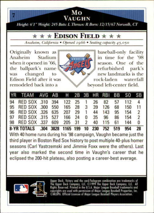 1999 Upper Deck Victory Baseball Card Pick 1-306 - Picture 15 of 451