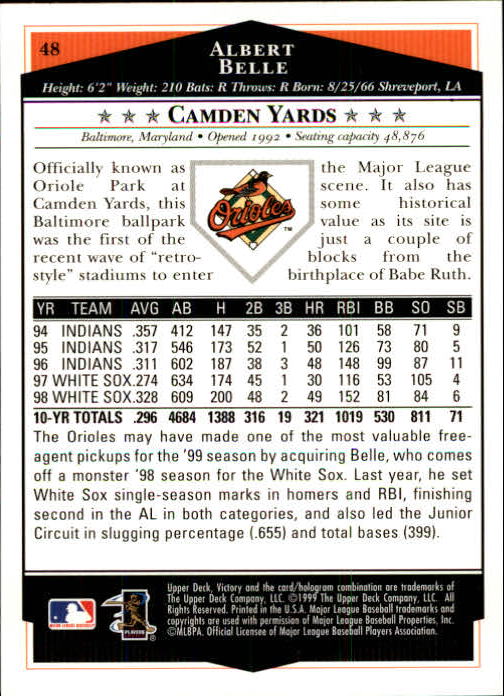 1999 Upper Deck Victory Baseball Card Pick 1-306 - Picture 69 of 451