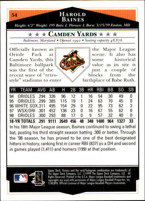 1999 Upper Deck Victory Baseball Card Pick 1-306 - Picture 81 of 451