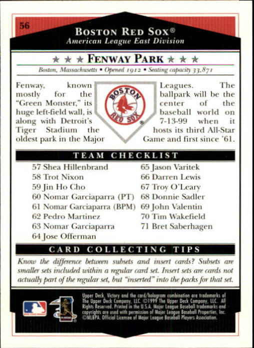 1999 Upper Deck Victory Baseball Card Pick 1-306 - Picture 85 of 451