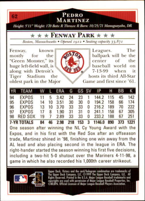 1999 Upper Deck Victory Baseball Card Pick 1-306 - Picture 95 of 451