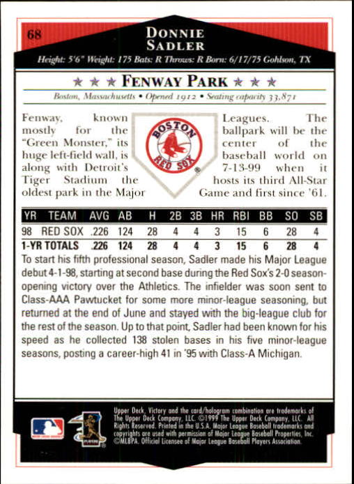 1999 Upper Deck Victory Baseball Card Pick 1-306 - Picture 105 of 451