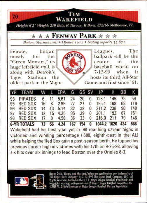 1999 Upper Deck Victory Baseball Card Pick 1-306 - Picture 109 of 451