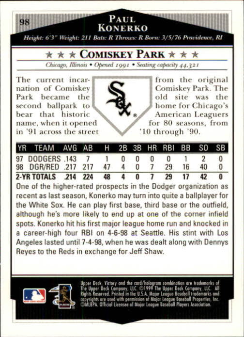 1999 Upper Deck Victory Baseball Card Pick 1-306 - Picture 139 of 451