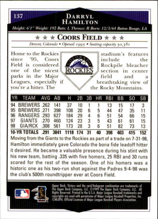 1999 Upper Deck Victory Baseball Card Pick 1-306 - Picture 187 of 451
