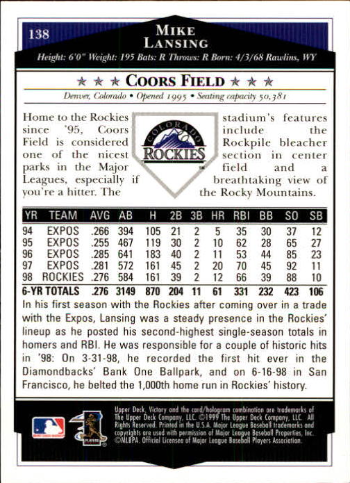 1999 Upper Deck Victory Baseball Card Pick 1-306 - Picture 189 of 451
