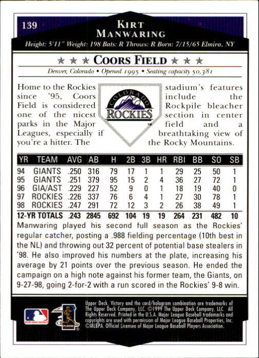 1999 Upper Deck Victory Baseball Card Pick 1-306 - Picture 191 of 451