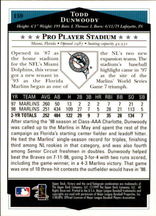 1999 Upper Deck Victory Baseball Card Pick 1-306 - Picture 219 of 451
