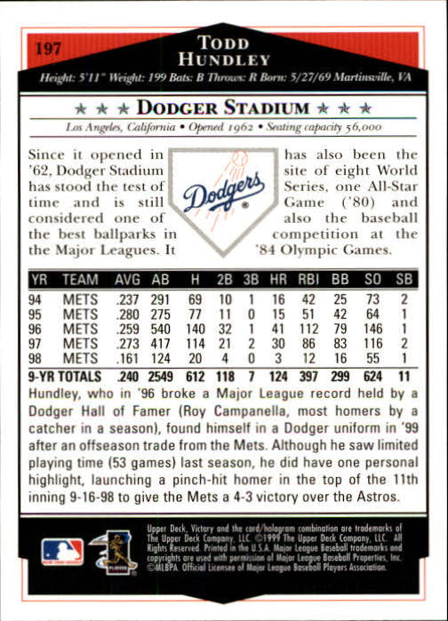 1999 Upper Deck Victory Baseball Card Pick 1-306 - Picture 279 of 451