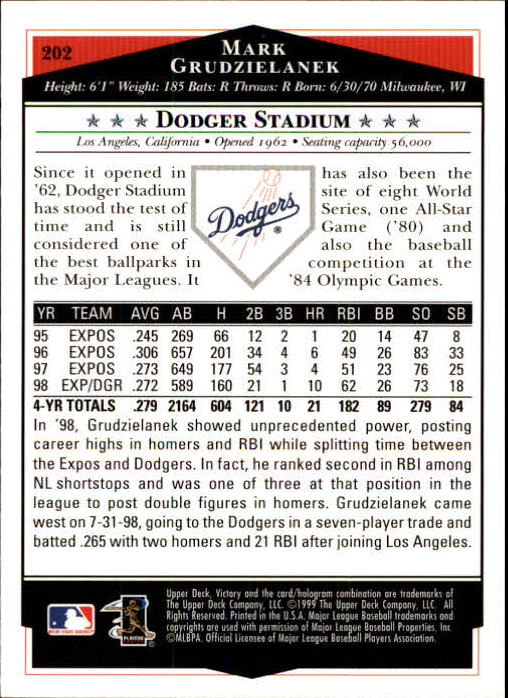 1999 Upper Deck Victory Baseball Card Pick 1-306 - Picture 289 of 451