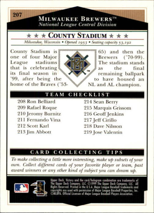 1999 Upper Deck Victory Baseball Card Pick 1-306 - Picture 297 of 451