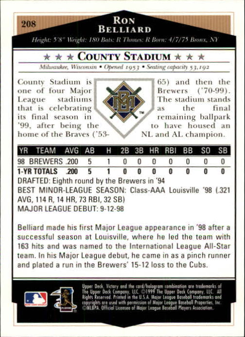 1999 Upper Deck Victory Baseball Card Pick 1-306 - Picture 299 of 451