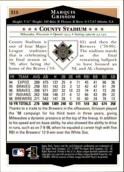 1999 Upper Deck Victory Baseball Card Pick 1-306 - Picture 311 of 451