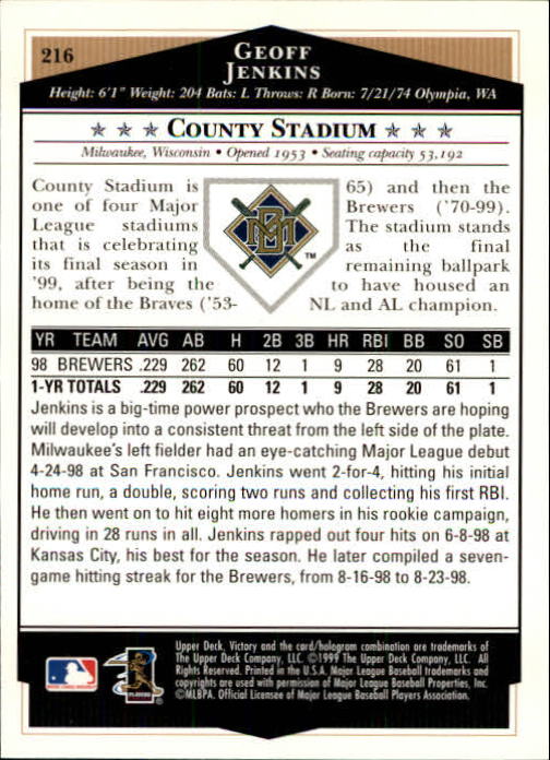 1999 Upper Deck Victory Baseball Card Pick 1-306 - Picture 313 of 451