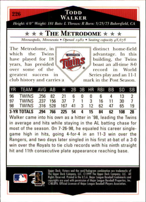 1999 Upper Deck Victory Baseball Card Pick 1-306 - Picture 325 of 451